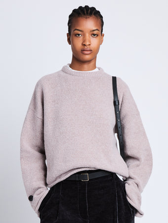 Front cropped image of model wearing Tara Sweater in FIG