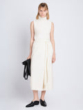Front image of model wearing Zadie Knit Wrap Skirt in Wool Blend in off white