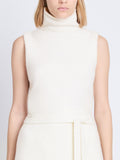 Detail image of model wearing Lily Turtlneck in OFF WHITE