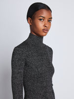 Detail image of model wearing Avery Turtleneck in BLACK/SILVER