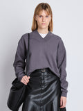 Front cropped image of model wearing Olivia Sweatshirt in GRAPHITE