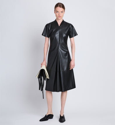Front full length image of model wearing Esther Dress in BLACK