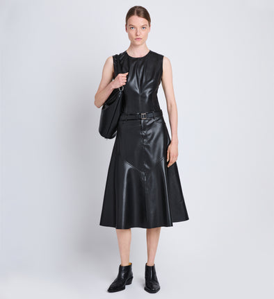 Front full length image of model wearing Jesse Skirt in BLACK