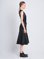 Side full length image of model wearing Jesse Skirt in BLACK