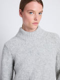 Detail image of model wearing Brigitt Sweater in LIGHT GREY MELANGE