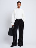 Front full length image of model wearing Aria Pant in BLACK