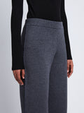 Front full length image of model wearing Grace Pant in DARK GREY/ BLUE without sweatshirt