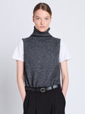 Front cropped image of model wearing Lily Turtlneck in GREY MELANGE