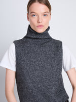 Detail image of model wearing Lily Turtlneck in GREY MELANGE