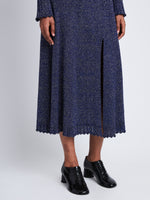 Detail image of model wearing Lidia Skirt in ROYAL BLUE/SILVER