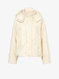 Flat image of Daylia Jacket In Faux Leather in parchment buttoned up