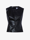 Flat image of Logan Top In Faux Leather in black