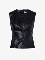 Flat image of Logan Top In Faux Leather in black