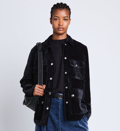 Front cropped image of model wearing Stella Jacket in BLACK