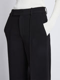 Detail image of model wearing Weyes Pant in Matte Viscose Crepe in black