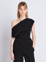 Front cropped image of model wearing Francesa Off The Shoulder Top in BLACK