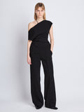 Front full length image of model wearing Francesa Off The Shoulder Top in BLACK