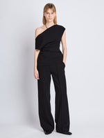 Front full length image of model wearing Francesa Off The Shoulder Top in BLACK
