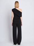Back full length image of model wearing Francesa Off The Shoulder Top in BLACK