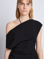 Detail image of model wearing Francesa Off The Shoulder Top in BLACK