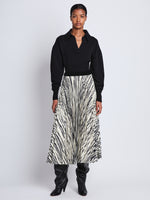 Front full length image of model wearing Korine Skirt in ECRU MULTI