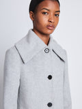 Detail image of model wearing Louise Coat In Wool Cashmere in light grey melange