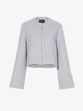 Still Life image of Brigdet Cropped Jacket With Leather Collar in LIGHT GREY MELANGE with no collar