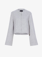 Still Life image of Brigdet Cropped Jacket With Leather Collar in LIGHT GREY MELANGE with no collar
