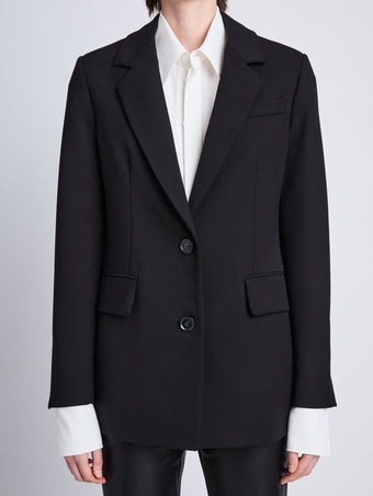 Detail image of Eva Jacket In Tropical Wool in BLACK