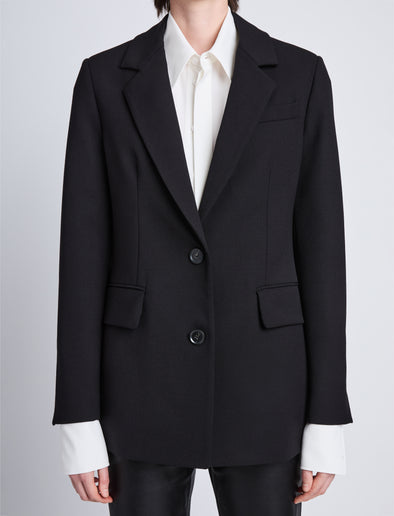 Detail image of Eva Jacket In Tropical Wool in BLACK