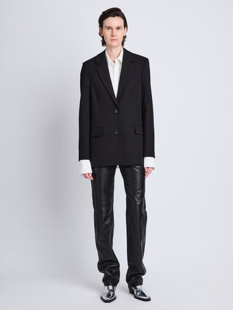 Alternate front image of Eva Jacket In Tropical Wool in BLACK