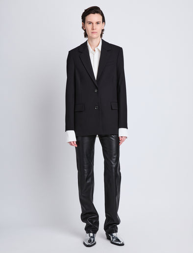 Alternate front image of Eva Jacket In Tropical Wool in BLACK