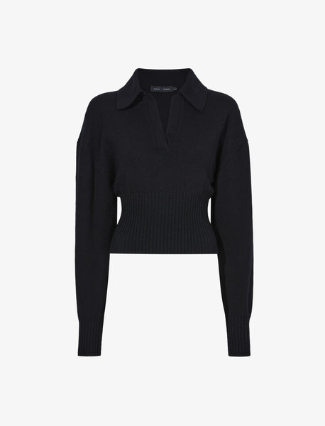 Proenza Schouler Jeanne Polo Sweater in Eco Cashmere - Black