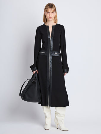 Front image of model wearing Joanne Dress In Matte Viscose Crepe in black