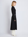 Side image of model wearing Joanne Dress In Matte Viscose Crepe in black