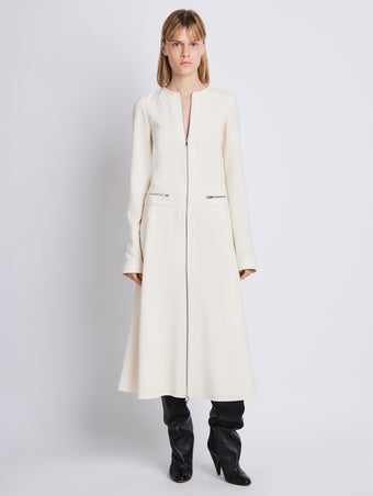 Front image of model wearing Joanne Dress In Matte Viscose Crepe in ecru