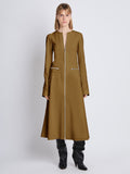 Front image of model wearing Joanne Dress In Matte Viscose Crepe in fatigue