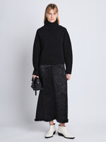 Front image of model wearing Alma Sweater In Lofty Eco Cashmere in black