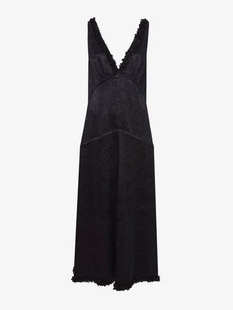 Flat image of Mira Dress In Embroidered Crushed Satin in black