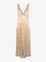Flat image of Mira Dress In Embroidered Crushed Satin in gold