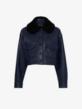 Flat image of Judd Jacket With Shearling Collar In Leather in navy