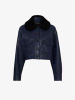 Flat image of Judd Jacket With Shearling Collar In Leather in navy