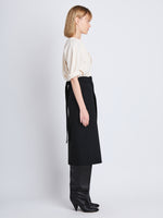 Side image of model wearing Georgia Top In Matte Viscose Crepe in ecru