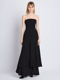 Front image of model wearing Danielle Strapless Dress In Matte Viscose Crepe in black