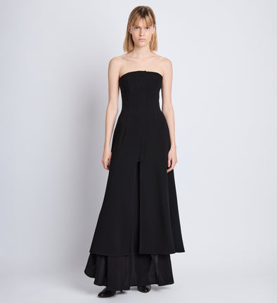Front image of model wearing Danielle Strapless Dress In Matte Viscose Crepe in black