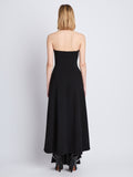 Back image of model wearing Danielle Strapless Dress In Matte Viscose Crepe in black