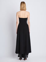 Back image of model wearing Danielle Strapless Dress In Matte Viscose Crepe in black