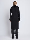 Back image of model wearing Louise Coat With Shearling Collar In Wool Cashmere in black