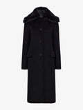 Flat image of Louise Coat With Shearling Collar In Wool Cashmere in black