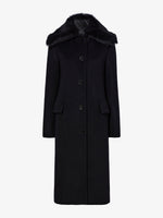 Flat image of Louise Coat With Shearling Collar In Wool Cashmere in black